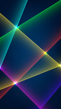 vibrant laser light beams intersecting abstract geometric pattern. technological display, neon...