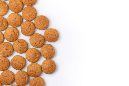 Pepernoten design left room for text, copy space. Dutch treat for Sinterklaas holiday, event 5 december. White background.の写真素材