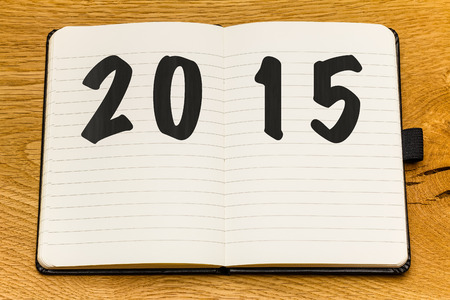 Empty pages of a notebook for 2015. Make the notes for a fresh start. Space for copy in textbook.の写真素材