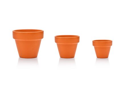 Set different site flower pots isolated on whiteの写真素材