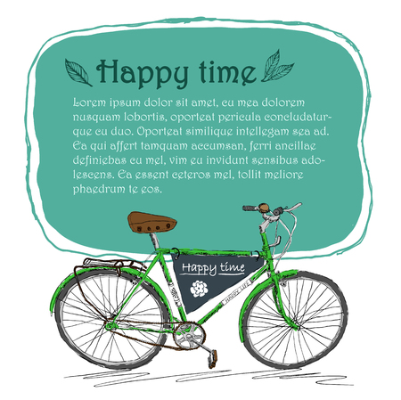 It is a memo template of hand draw bicycle.のイラスト素材