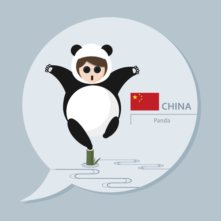 Symbol of China -. Panda and Kung Fu It's a part of Travel Collection Serial, every country has it's own representing illustration.のイラスト素材