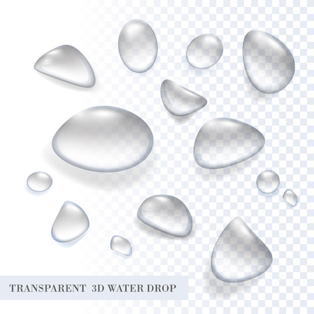 Vector 3D transparent pure aqua water drop setのイラスト素材