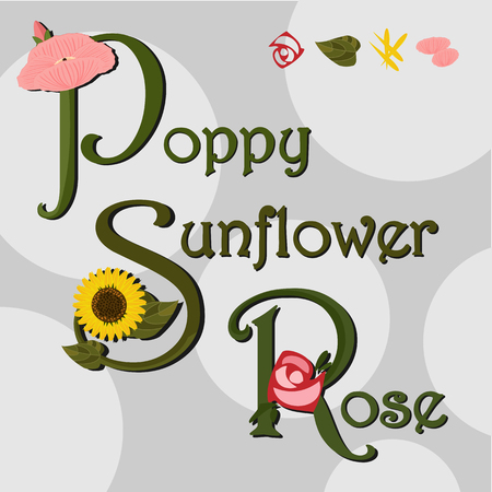 This is an image of typographic design with flower pattern.のイラスト素材