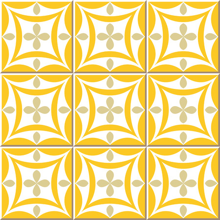 Vintage seamless wall tiles of yellow oval cross. Moroccan, Portuguese.のイラスト素材