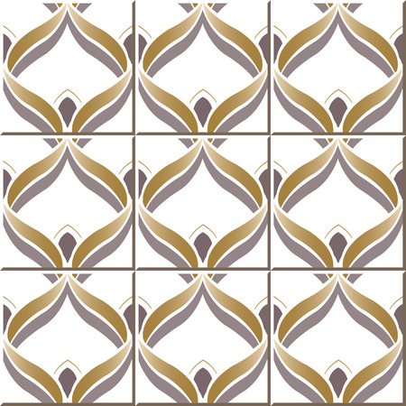 Vintage seamless wall tiles of golden scale geometry, Moroccan, Portuguese.のイラスト素材
