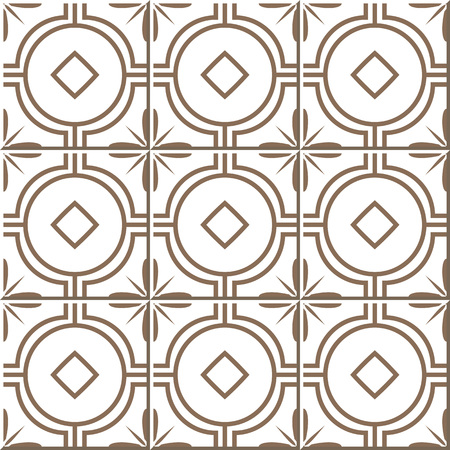 Vintage seamless wall tiles of golden round cross flower, Moroccan, Portuguese.のイラスト素材