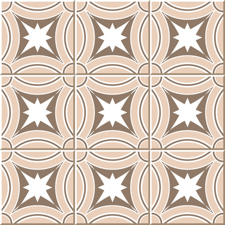 Vintage seamless wall tiles of round cross geometry, Moroccan, Portuguese.のイラスト素材