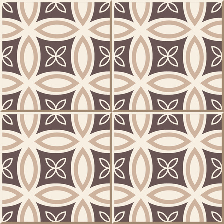 Vintage seamless wall tiles of round curve cross, Moroccan, Portuguese.のイラスト素材