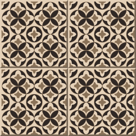 Vintage seamless wall tiles of round leaf geometry, Moroccan, Portuguese.のイラスト素材