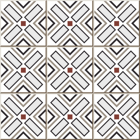 Ceramic tile pattern 310 check square cross geometry kaleidoscopeのイラスト素材