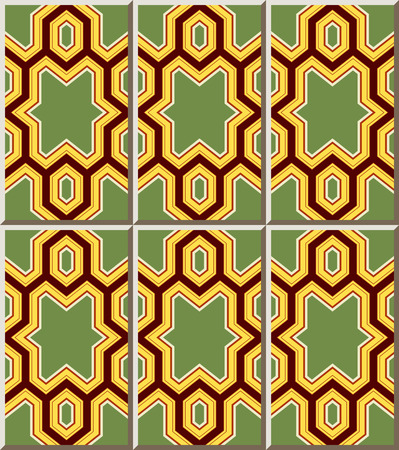 Ceramic tile pattern 417 polygon geometry cross star frameのイラスト素材