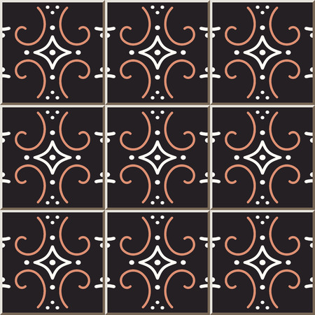 Ceramic tile pattern 433 round spiral curve cross dot lineのイラスト素材