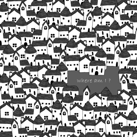 It is a background image of crowded small house.のイラスト素材