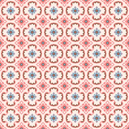 Seamless background image of vintage pink geometry flower shape pattern.のイラスト素材