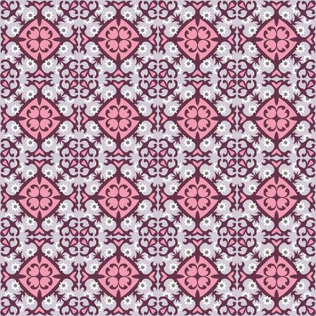 Seamless background image of vintage purple red flower kaleidoscope pattern.のイラスト素材