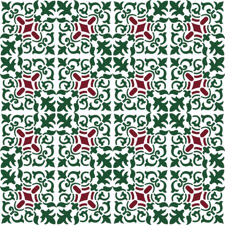 Seamless background image of vintage green spiral plant vine kaleidoscope pattern.のイラスト素材