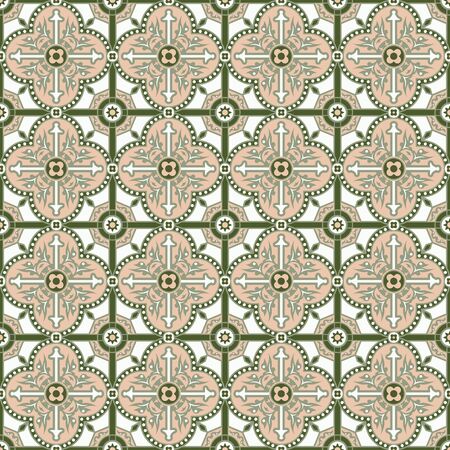 Seamless background image of vintage round circle cross geometry pattern.のイラスト素材