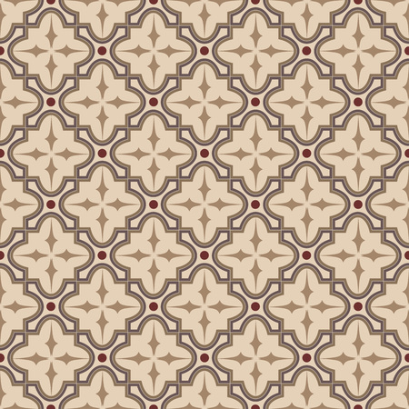 Seamless background image of vintage brown cross round square geometry pattern.のイラスト素材