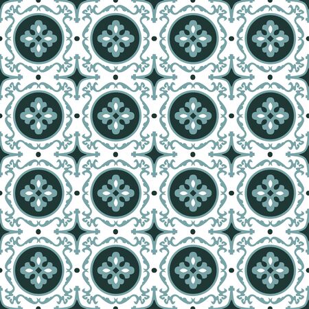Seamless background image of vintage round leaf geometry pattern.のイラスト素材