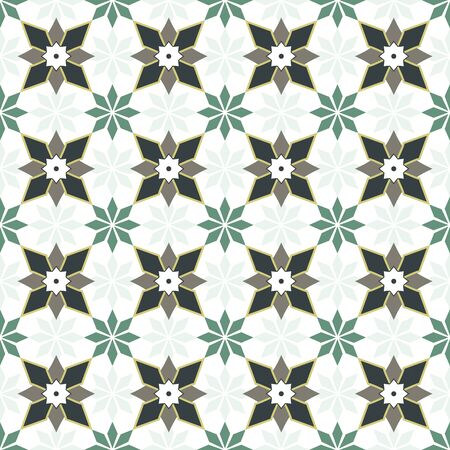 Seamless background image of vintage star flower kaleidoscope pattern.