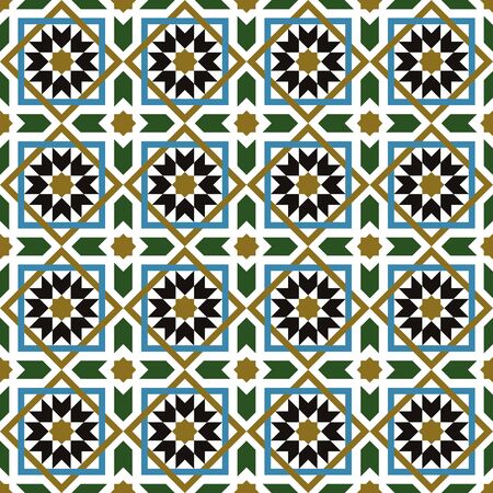 Seamless background image of vintage cross square Islam star geometry pattern.