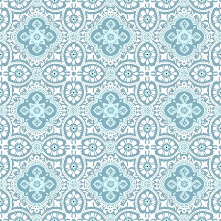 Seamless background image of vintage white lace flower kaleidoscope pattern.のイラスト素材