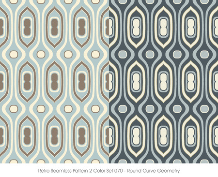 Retro Seamless Pattern 2 Color Set_070 Round Curve Geometryのイラスト素材