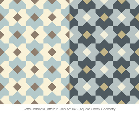 Retro Seamless Pattern 2 Color Set_043 Square Check Geometryのイラスト素材