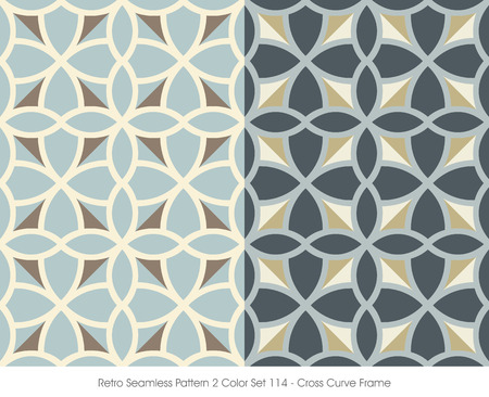 Retro Seamless Pattern 2 Color Set_114 Cross Curve Frameのイラスト素材