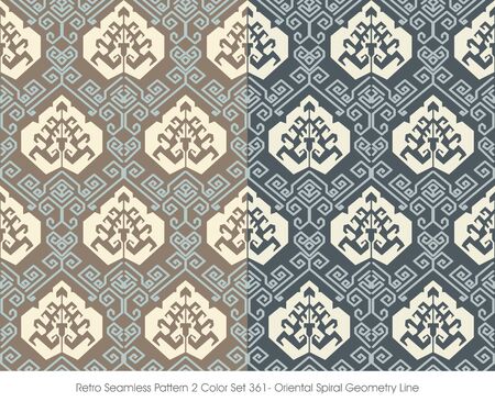 Retro Seamless Pattern 2 Color Setのイラスト素材