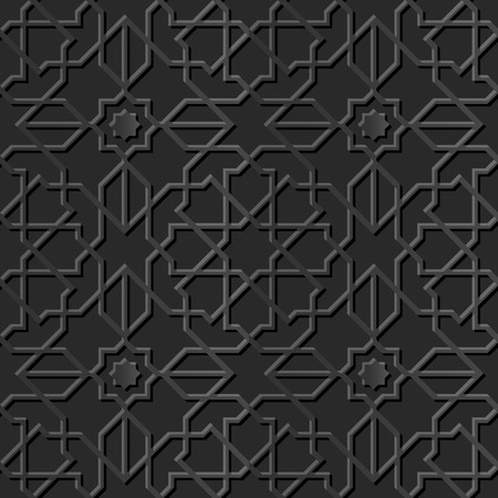Seamless 3D elegant dark paper art pattern 126 Islam Star Cross Lineのイラスト素材