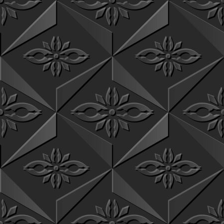 Seamless 3D elegant dark paper art pattern 163 Triangle Cross Flowerのイラスト素材