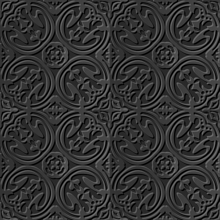 Seamless 3D elegant dark paper art pattern 084 Round Cross Kaleidoscopeのイラスト素材