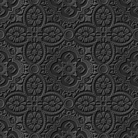 Seamless 3D elegant dark paper art pattern 118 Lace Curve Round Kaleidoscopeのイラスト素材