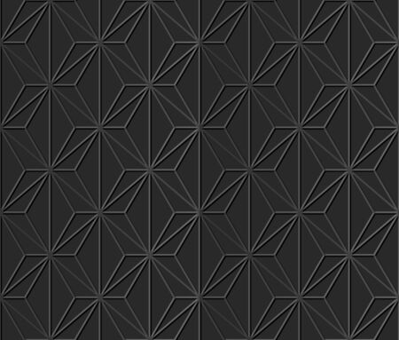 Seamless 3D dark paper cut art background 384 polygon cross lineのイラスト素材