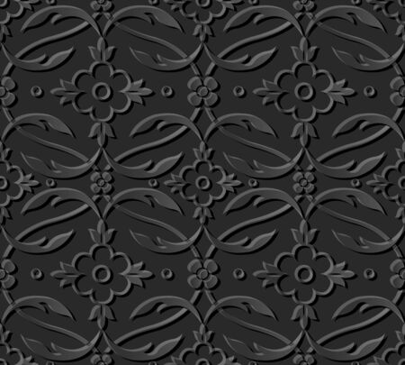 3D paper art 573 garden flower curve cross leaf vineのイラスト素材