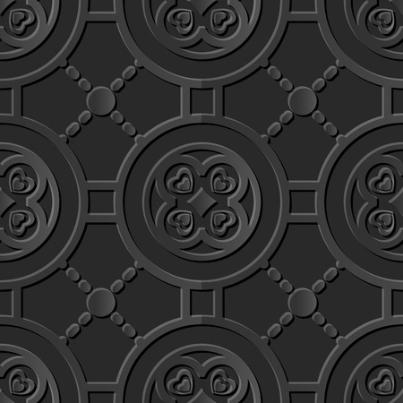 Seamless 3D elegant dark paper art pattern 060 Round Cross Dotのイラスト素材