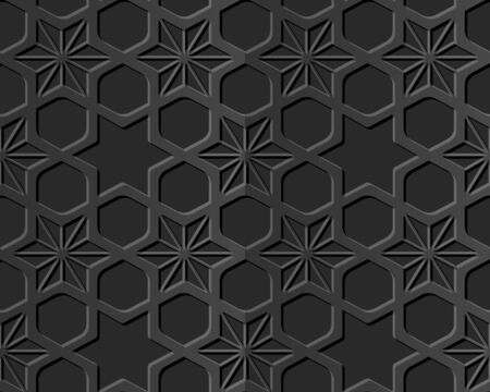 Seamless 3D elegant dark paper art pattern 300 Star Cross Frameのイラスト素材