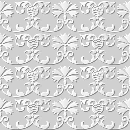 3D paper art 543 spiral curve vine flowerのイラスト素材