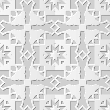 Vector damask seamless 3D paper art pattern background 133 Cross Star Geometryのイラスト素材