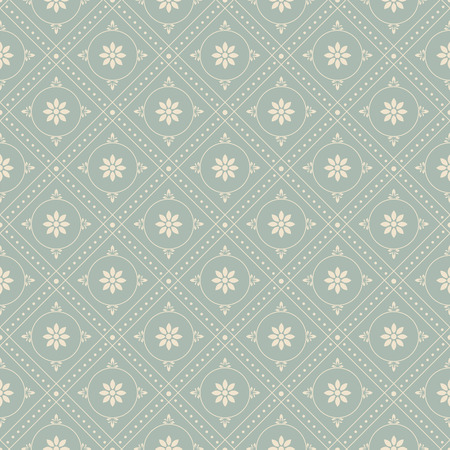 Antique seamless background vintage pink round check dot line flowerのイラスト素材