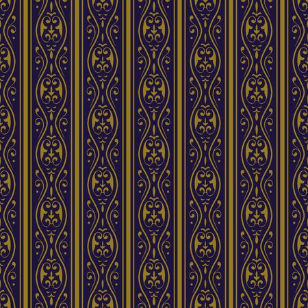 Antique seamless background 528 vintage golden spiral curve flower lineのイラスト素材