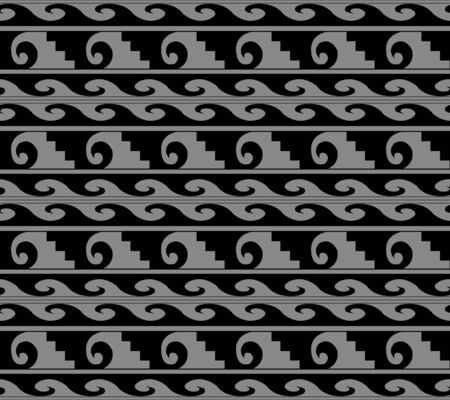Antique seamless background 480 primitive spiral curve wave geometryのイラスト素材