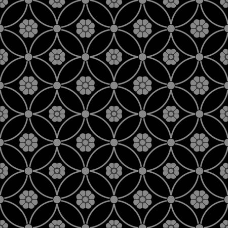 Antique seamless background 483 round cross frame flowerのイラスト素材