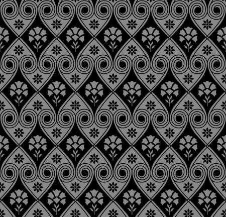 Antique seamless background 552 vintage spiral round heart cross flowerのイラスト素材