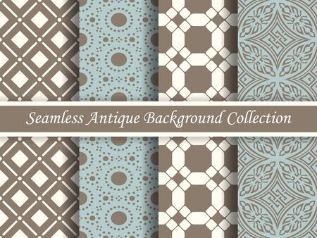Antique retro abstract pattern set collection can be used for wallpaper, web page background, surface textures.のイラスト素材