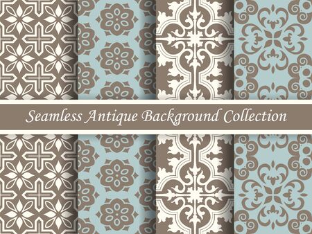 Antique retro abstract pattern set collection can be used for wallpaper, web page background, surface textures.のイラスト素材