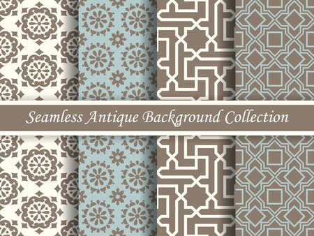 Antique retro abstract pattern set collection can be used for wallpaper, web page background, surface textures.のイラスト素材