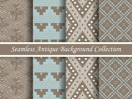 Antique retro abstract pattern set collection can be used for wallpaper, web page background, surface textures.のイラスト素材